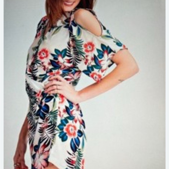 Easel Tropical Floral Mini Dress - Picture 1 of 4